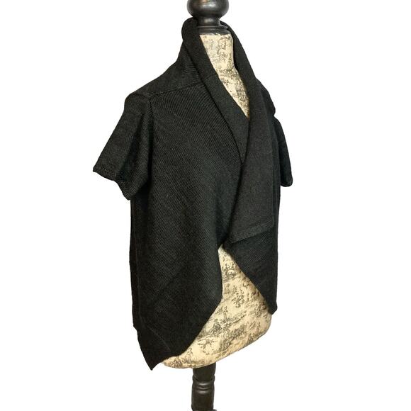 Rosemary Hallgarten Alpaca Sweater Open Front Waterfall Black Size M /One Size - Picture 6 of 16